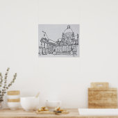 Courtyard van La Sorbonne | Universiteit van Parij Poster (Keuken)