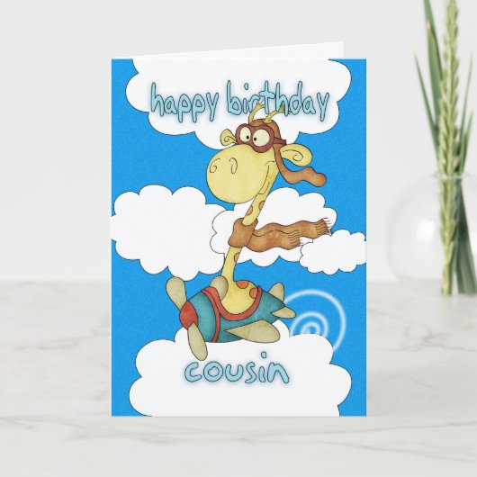 Cousin Avion / Avion Giraffe Carte d'anniversaire (Devant)