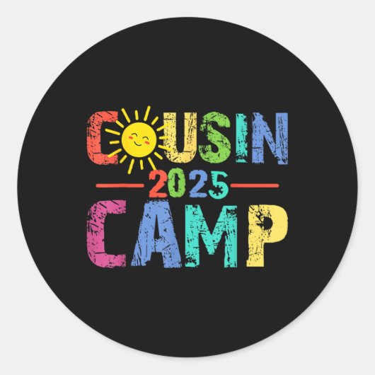 Cousin Camp 2025 Camping Kampvuur Zomervakantie Ronde Sticker (Voorkant)