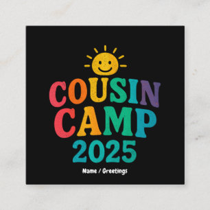 Cousin Camp 2025 Zomervakantie Fun Camping Vierkante Visitekaartje