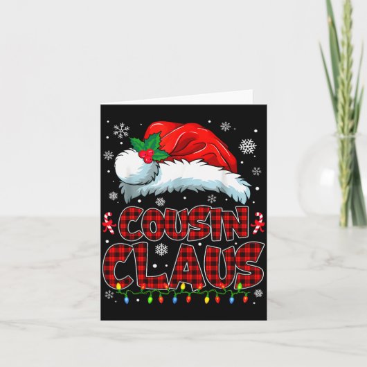 Cousin Claus Christmas Lights Pajama Family Group Kaart (Voorkant)