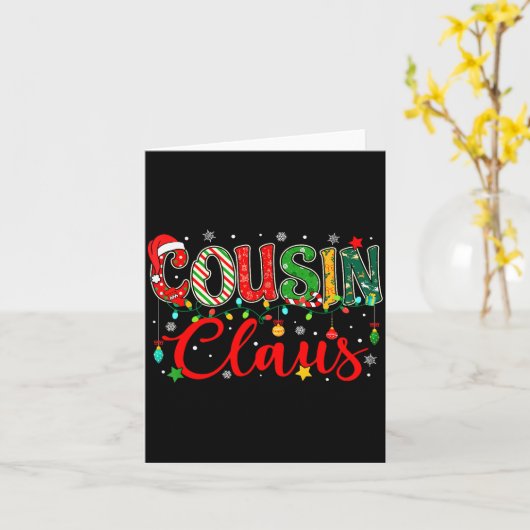 Cousin Claus Christmas Lights Pajama Family Matchi Kaart (Gele Bloem)