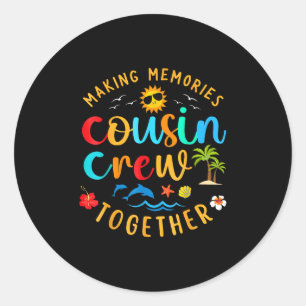 Cousin Crew 2025 Zomervakantie Strand Familiereis Ronde Sticker