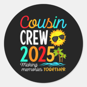 Cousin Crew 2025 Zomervakantie Strand Familiereis Ronde Sticker