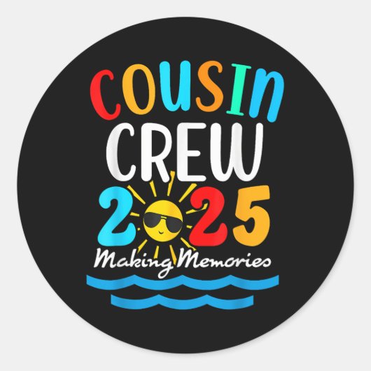 Cousin Crew 2025 Zomervakantie Strand Familiereis Ronde Sticker (Voorkant)