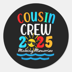 Cousin Crew 2025 Zomervakantie Strand Familiereis Ronde Sticker