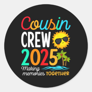 Cousin Crew 2025 Zomervakantie Strand Familiereis Ronde Sticker