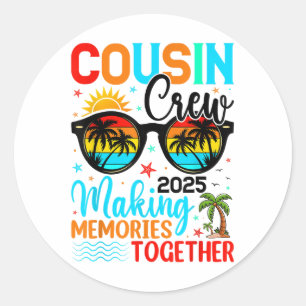 Cousin Crew 2025 Zomervakantie Strand Familiereis Ronde Sticker