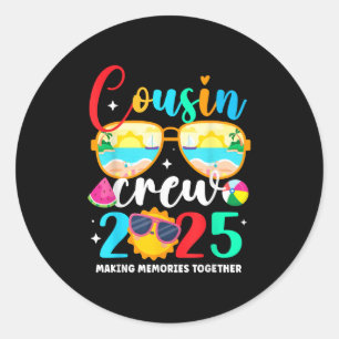 Cousin Crew 2025 Zomervakantie Strand Familiereis Ronde Sticker
