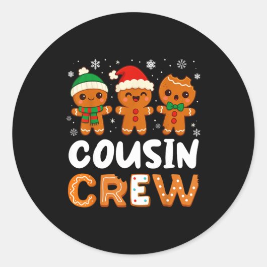 Cousin Crew Christmas 2025 Cookie Kids Boy Girl Fa Ronde Sticker (Voorkant)