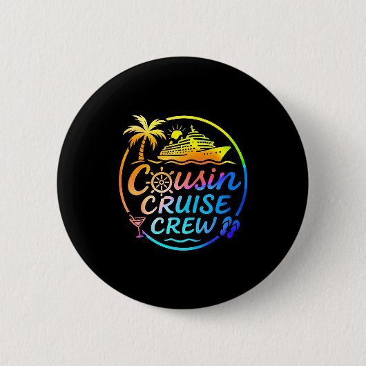 Cousin Cruise Crew Trocal Summer Vacation Matching Ronde Button 5,7 Cm (Voorkant)