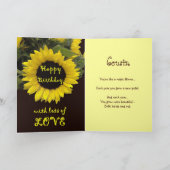 COUSIN Custom Name Happy Birthday Sunflower Kaart (Binnen)