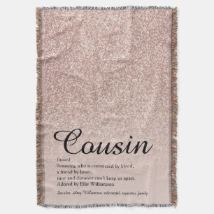 Cousin Definitie Script Roze Goud Glitter Deken