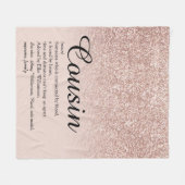 Cousin Definitie Script Roze Goud Glitter Fleece Deken (Voorkant (Horizontaal))