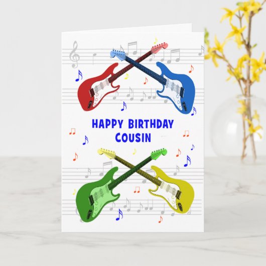 Cousin Guitares Carte Anniversaire (Fleur jaune)