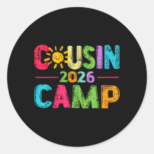 Cousin Kamp Crew 2026 Zomer Vakantie Strand Famili Ronde Sticker