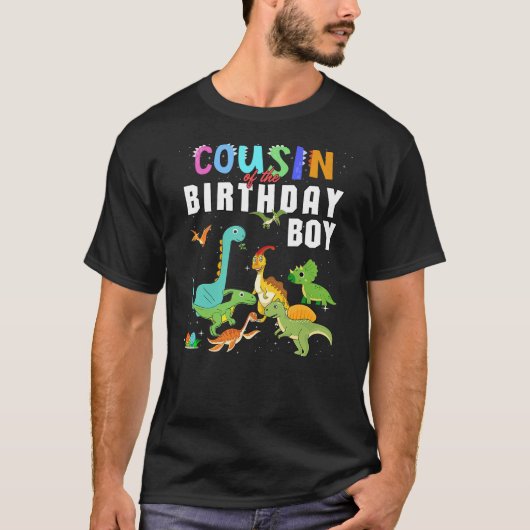 Cousin Of The Birthday Boy Dinosaur T-Rex Matching T-shirt (Voorkant)