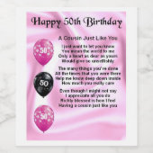 Cousin Poem Étiquette bouteille de vin - 50e anniv (Étiquettes simples)