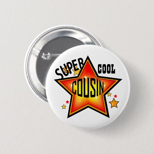 Cousin Super Cool Star Funny Button (Voorkant /achterkant)