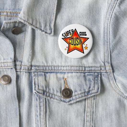 Cousin Super Cool Star Funny Button (In situ)