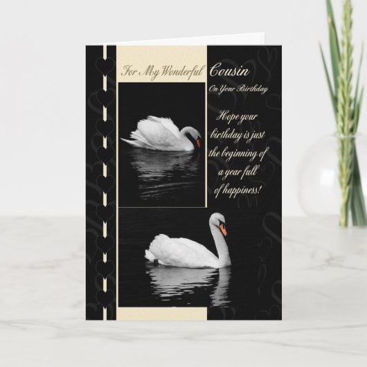 Cousin Swans carte d'anniversaire (Devant)