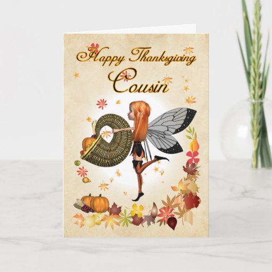 Cousin - Thanksgiving Card - Cute Little Pumpkin F Feestdagen Kaart (Voorkant)