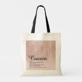 Cousine Definitie Roze Goud Glitters Tote Bag (Achterkant)