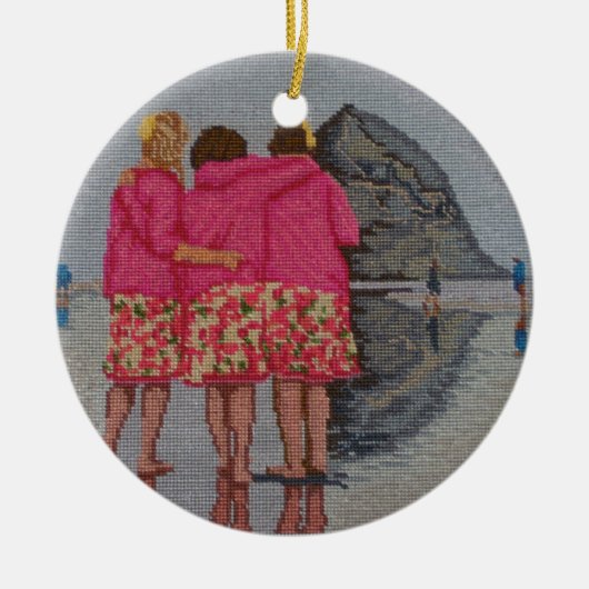 Cousins Needlepoint Keramisch Ornament (Voorkant)