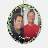 Cousins Own Photo Greenery Kerstmis Keramisch Ornament (Links)