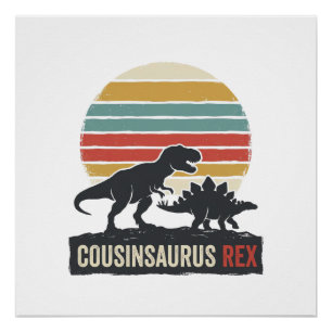 Cousinsaurus Rex Grappige Dinosaur Vintage T-shirt Perfect Poster
