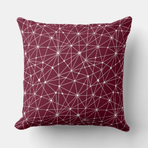 Coussin 010316 Network - White on Deep Crimson