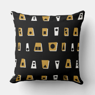 Coussin 020216 - Brown or, blanc et noir sur noir