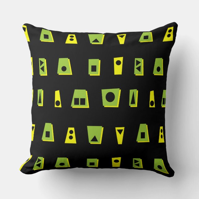 Coussin 020216 - Vert, Jaune et Noir sur Noir (Recto)