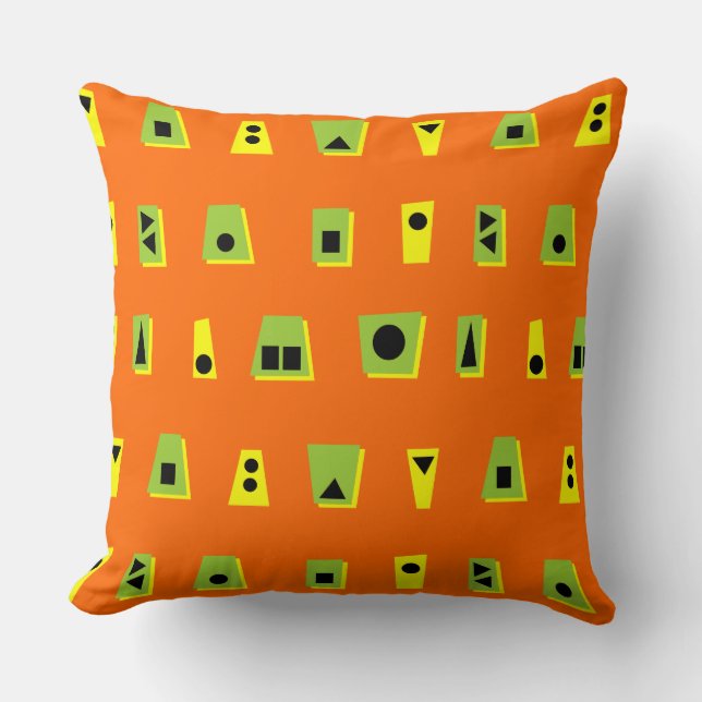 Coussin 020216 - Vert, Jaune et Noir sur Orange FF6600 (Recto)