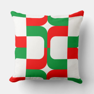 Coussin 020614 - Grass Green and Red on White