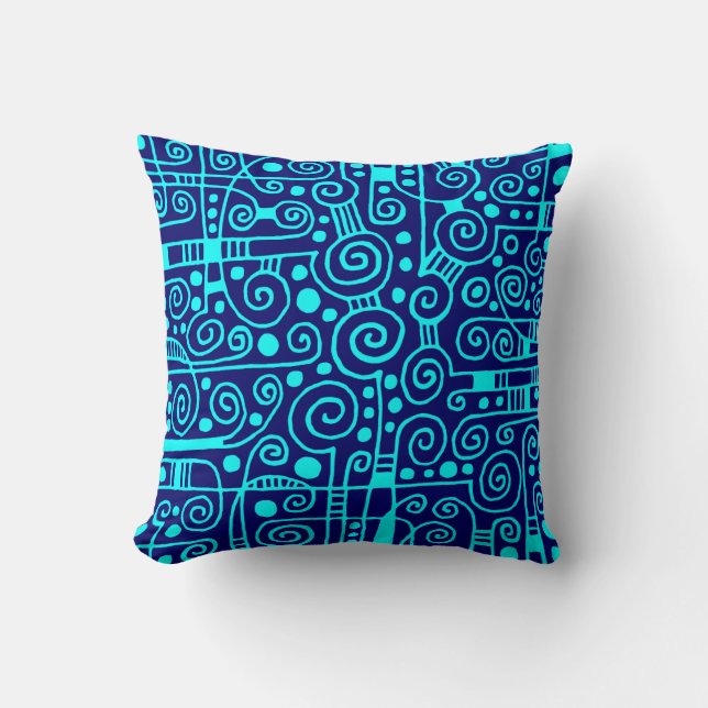 Coussin 040512 - Cyan sur Deep Navy (Recto)