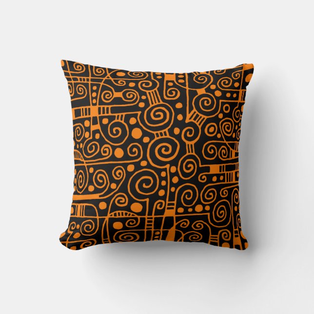 Coussin 040512 - orange jaune sur noir (Recto)