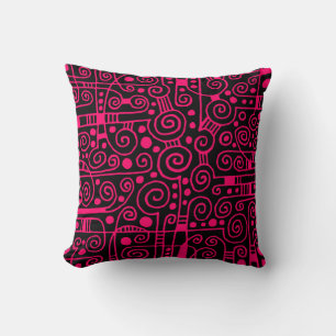 Coussin 040512 - Rouge Néon sur Fond Noir