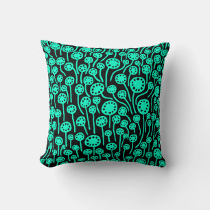 Coussin 090512 - Turquoise sur noir