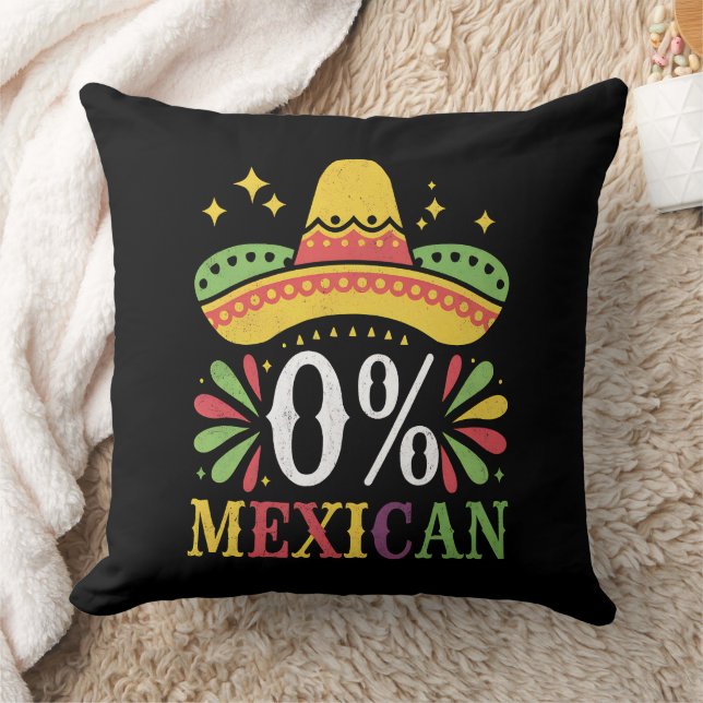 Coussin 0% Mexicain Zéro Pour Cent Drôle Cinco De Mayo (Couverture)