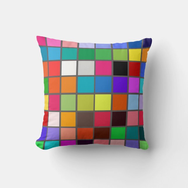 Coussin 100 carrés de tuiles de couleurs variées (Recto)