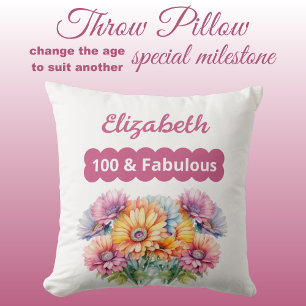 Coussin 100 et nom fabuleux gerbera fleurs rose