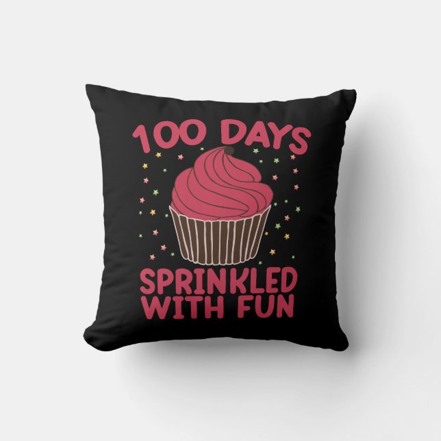 Coussin 100 Jours Saupoudrés De Fun Cupcake School Girl (Recto)