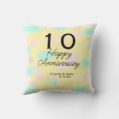Coussin 10 ans de mariage jaune pastel nom rétro bo (Verso)