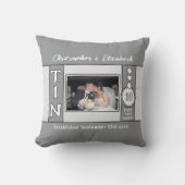 Coussin 10e anniversaire 1 photo gris (Recto)