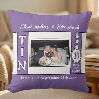 Coussin 10e anniversaire 1 photo violet