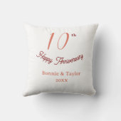 Coussin 10e anniversaire de mariage nom pastel pêche rétro (Verso)