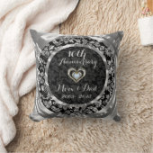 Coussin 10e anniversaire du Mariage d'argent noir et métal (Couverture)
