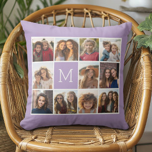 Coussin 11 Grille de Collage de Photos avec Monogramme