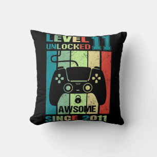 Coussin 11e Anniversaire Cadeau Niveau 11 Déverrouillé Awe